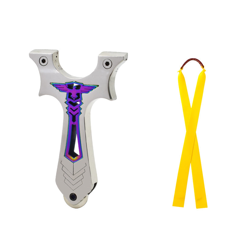 Gray Colorful Knight Cut Stainless Steel Slingshot MARKSMAN