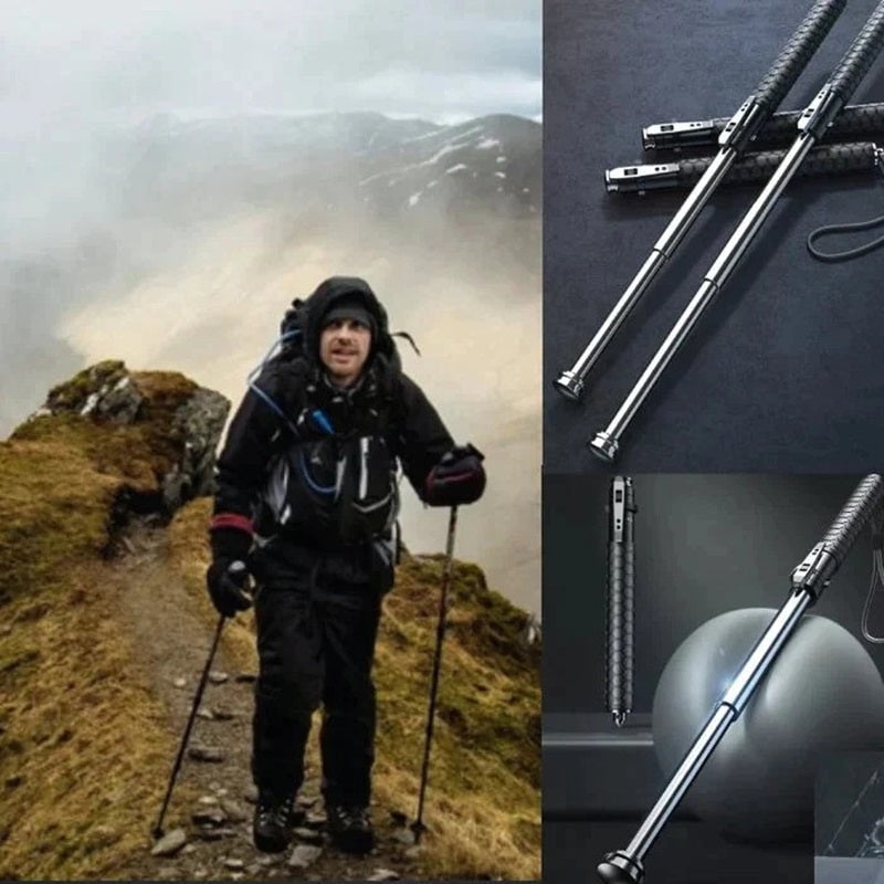 Dark Slate Gray Baton | Safe Hiking Heavy Metal Stick Rod | Automatic Retractable Hiking Stick - Enhanced Self-Defense Rod MARKSMAN