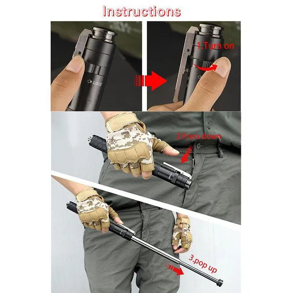 Dark Slate Gray Baton | Safe Hiking Heavy Metal Stick Rod | Automatic Retractable Hiking Stick - Enhanced Self-Defense Rod MARKSMAN