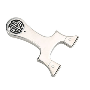 Beige Maze Cut Portable Stainless Steel Slingshot MARKSMAN