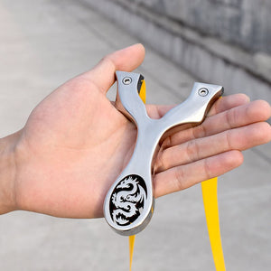 Powerful Stainless Steel Slingshot Hollow Pattern Durable Hunting Fish Shooting Slingshot with Rubber Band - INDIAN SLINGSHOT